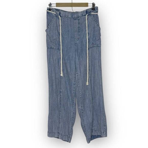 Jane and Delancey Wide Leg Pants Blue Chambray Lyocell Boho Women’s Size Small - Picture 1 of 8